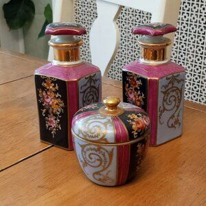 Antique Le Tallec JP Porcelain Perfume Bottle/Dresser Set Of 3